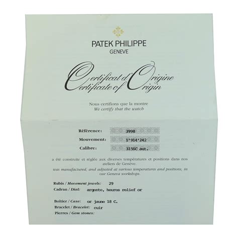 patek serial number|patek philippe certificate of origin.